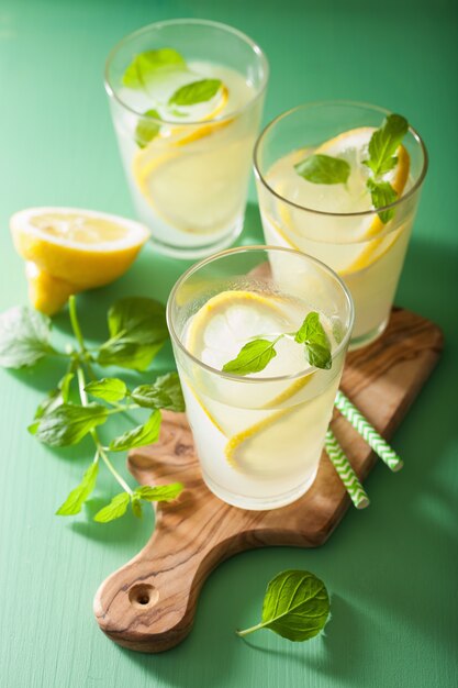 Frische Limonade mit Minze in Gläsern