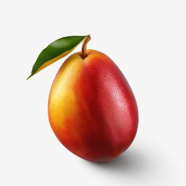 Frische Mangofrüchte fliegen in isolierter Studioaufnahme mit weißem Hintergrund