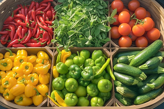 Frische Marktprodukte Tomaten Zitronen-Lime-Pfeffer in einem Korb