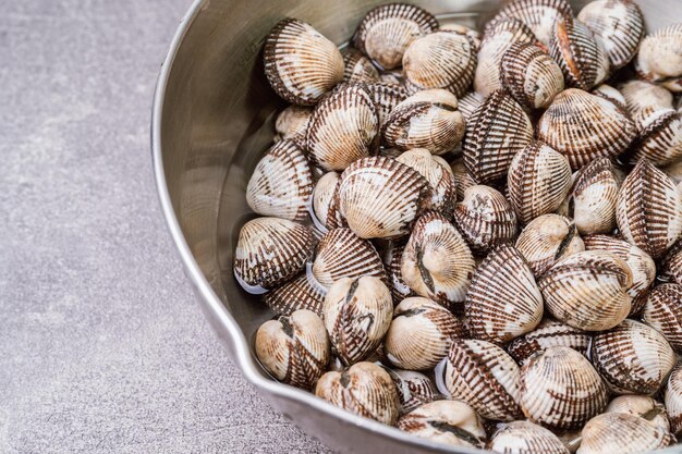 Frische Meeresfrüchte-Herzmuscheln in einer Schüssel