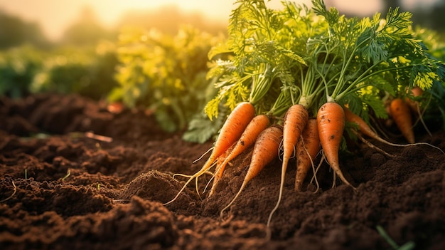 frische ökologische Karotten im Garten