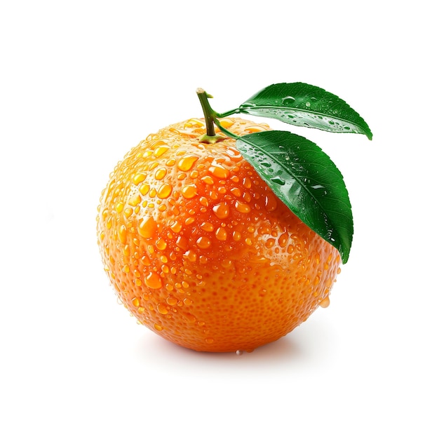 Frische Orange mit grünem Blatt Generative KI