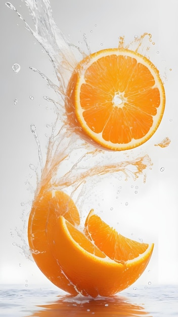 Frische Orangenfruchtscheiben mit Wasserspritzer
