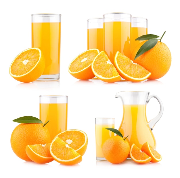 Frische Orangensäfte mit reifen Orangen