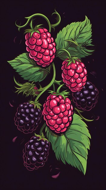 Frische organische Boysenberry-Bärchen Vertikal Trendy-Illustration