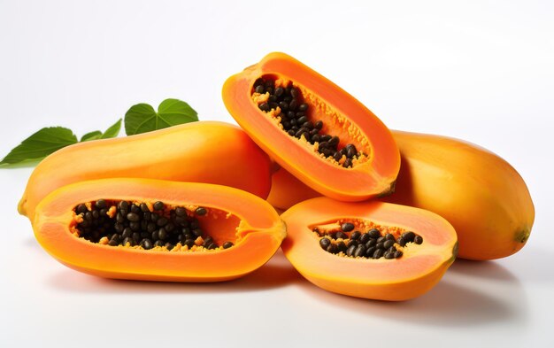 Frische Papaya auf weißem Hintergrund