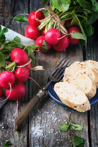 Frische Radieschen mit Brot