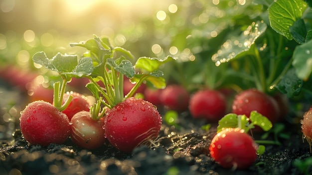 Frische Regenradchen im sonnigen Gartenboden