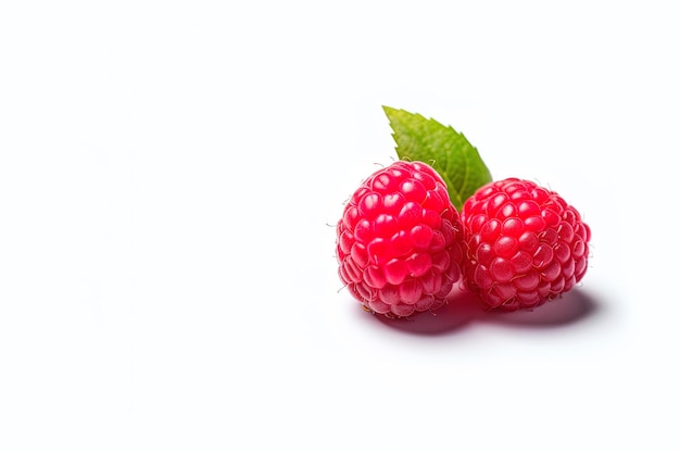 Frische reife Himbeeren isoliert auf weißem Hintergrund mit Kopierraum