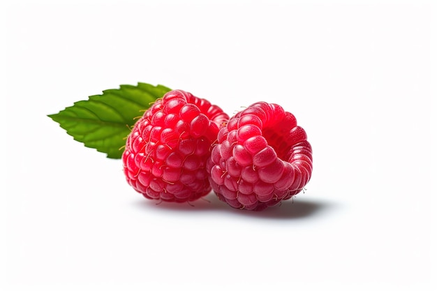 Frische reife Himbeeren isoliert auf weißem Hintergrund