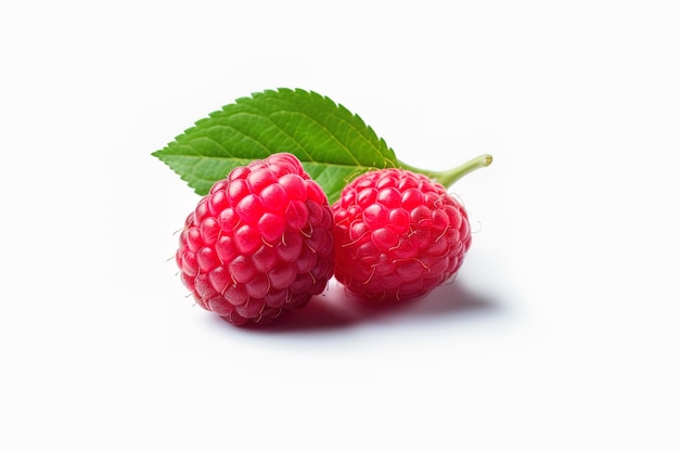 Frische reife Himbeeren isoliert auf weißem Hintergrund