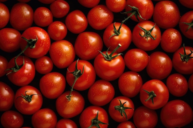 Frische reife rote Tomaten Lebensmittelhintergrund Generative KI-Illustration