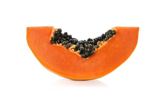 Frische reife saftige Papaya-Scheibe