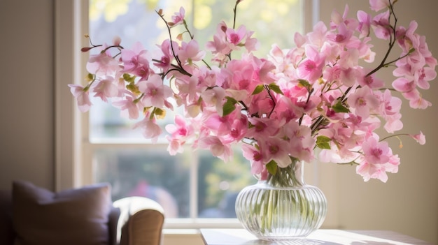 Frische rosa Blumen in einer Vase bringen die Natur ins Haus