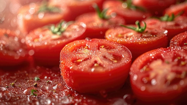 Frische rote Tomate, die in Wasser fällt, Tomaten, die in Wasserspritzungen fällt