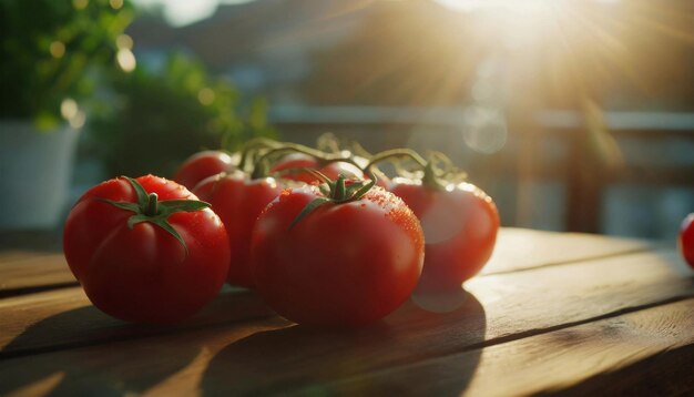 Frische rote Tomaten auf einem Holztisch Biologisches und leckeres Gemüse