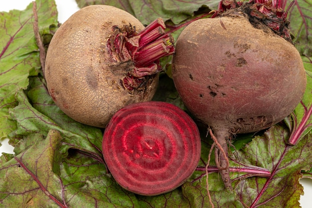 Frische Rüben Rübenblätter und frische Rote Bete