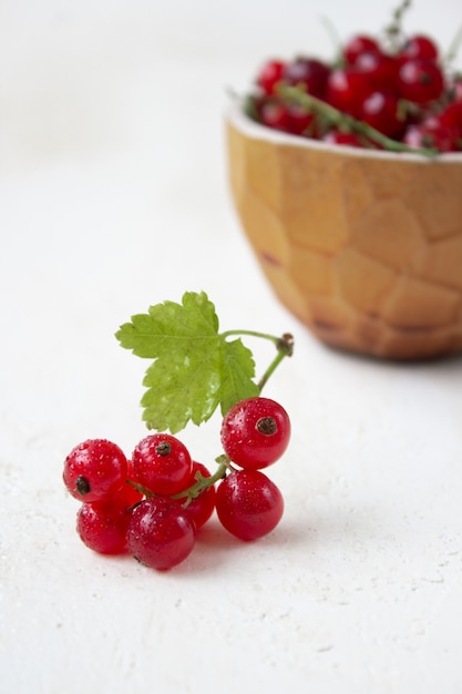 Frische saftige Johannisbeeren auf einer hellen Oberfläche