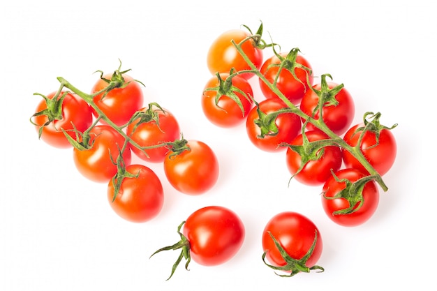 Frische saftige rote Kirschtomate bündelt die lokalisierte Nahaufnahme.