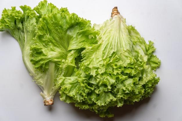 frische Salatblätter auf weißem Hintergrund
