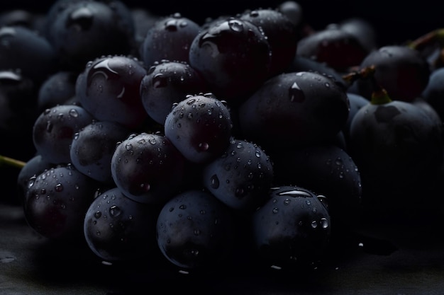 Frische schwarze Trauben Ai generativ