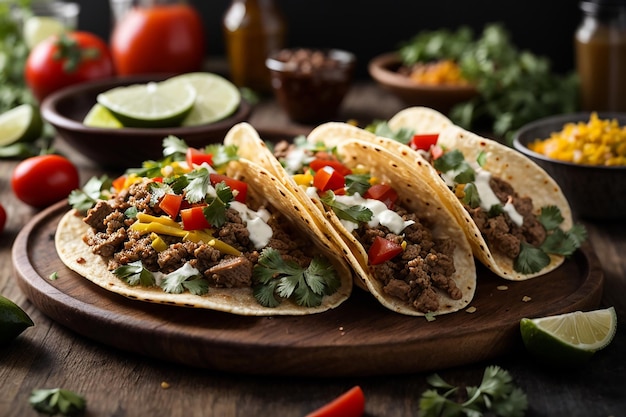 Frische Tacos mit Fleisch und Gemüse