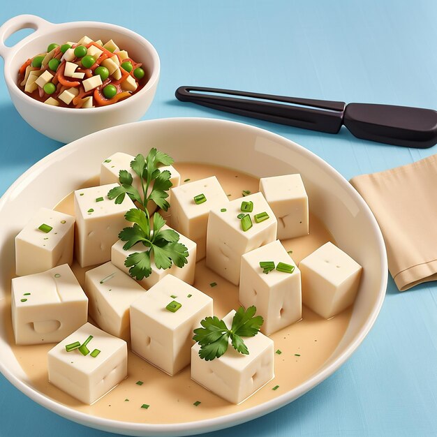 Frische Tofu-Stücke