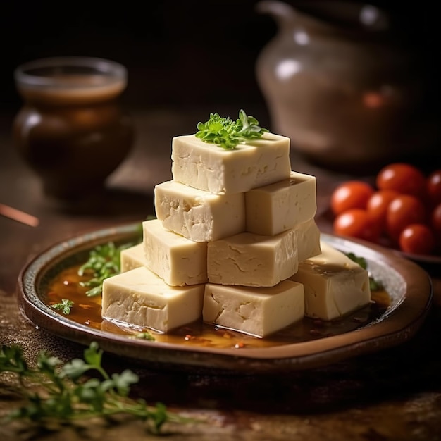 frische Tofu-Stücke