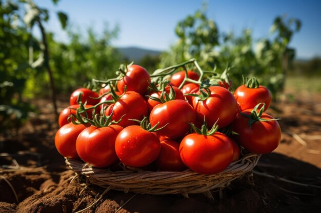 Foto frische tomaten auf dem boden im bauernhof erzeugen mit ai