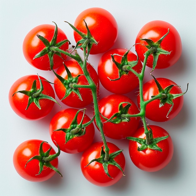 Frische Tomaten auf weißem Hintergrund, KI-generiertes Bild