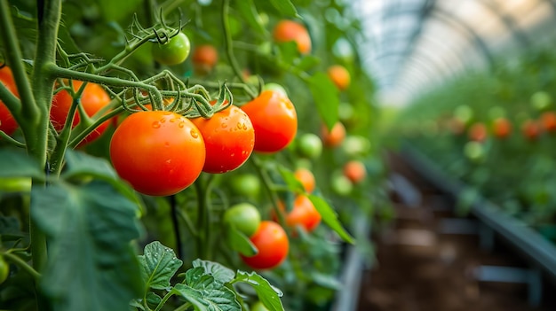 Frische Tomaten im Gewächshaus