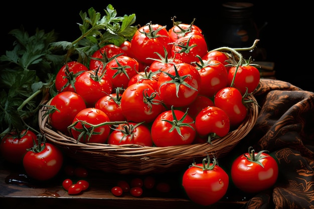 Frische Tomaten im Korb