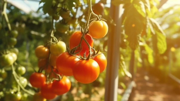 Frische Tomaten mit strahlendem Sonnenlicht
