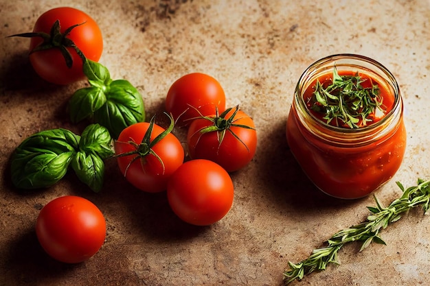 Frische Tomatensauce auf dem Tisch