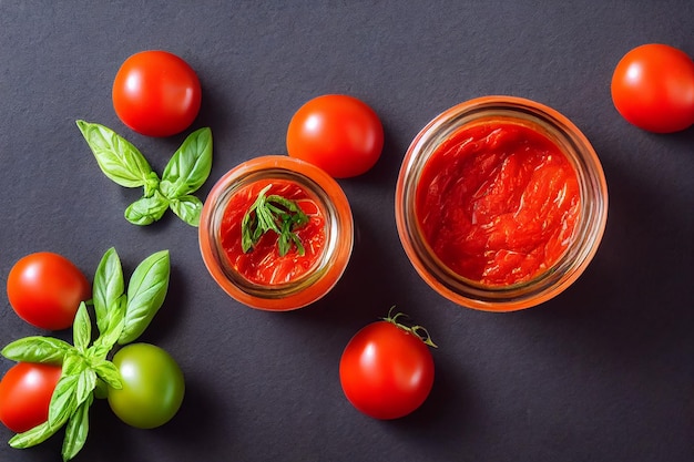 Frische Tomatensauce auf dem Tisch