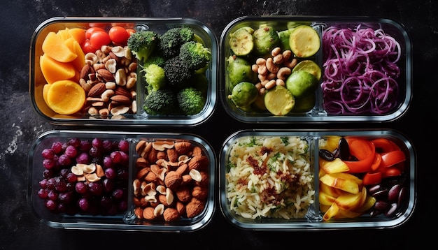 Frische und Abwechslung in einer gesunden vegetarischen Salatschüssel-Mahlzeit, generiert durch künstliche Intelligenz