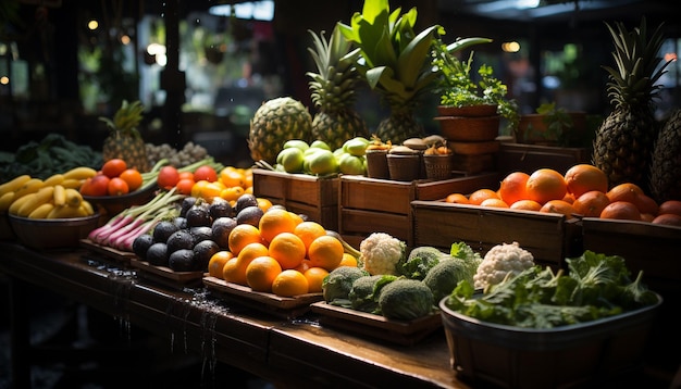 Frische und Vielfalt bei gesunder Ernährung, Naturreichtum in einem Supermarkt, erzeugt durch künstliche Intelligenz