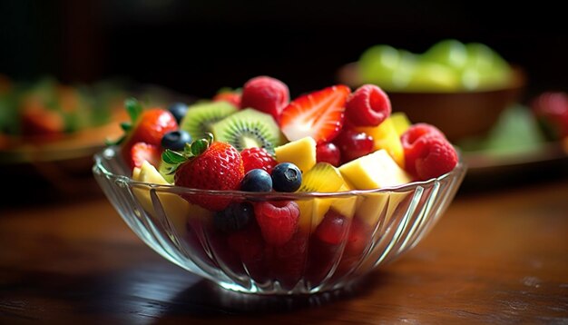 Frische und Vielfalt in einem farbenfrohen Fruchtsalat, der von KI erzeugt wurde