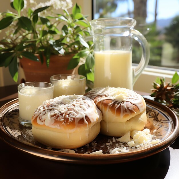 Foto frische, warme, selbstgemachte milchrollen