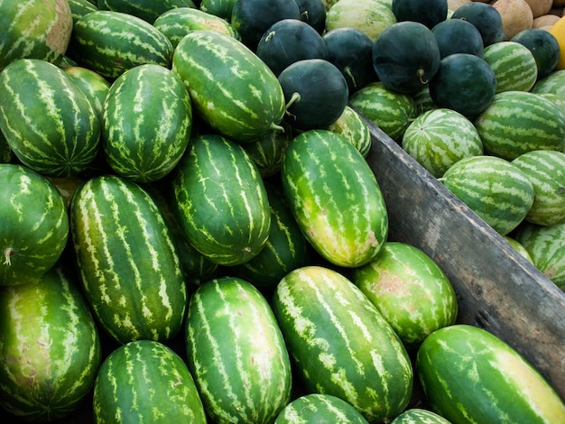 Frische Wassermelone auf dem lokalen Bauernmarkt.