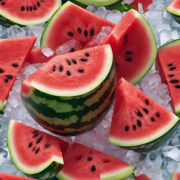 Frische Wassermelone auf Eiswürfeln