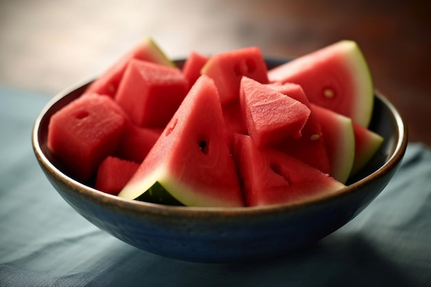Frische Wassermelone in einer Schüssel saftige und erfrischende generative KI
