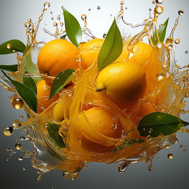 Frische Zitronen und gelbe Mangos mit Wasser besprüht