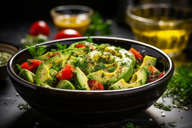 Frischer Avocado- und Tomatensalat in einer Schüssel