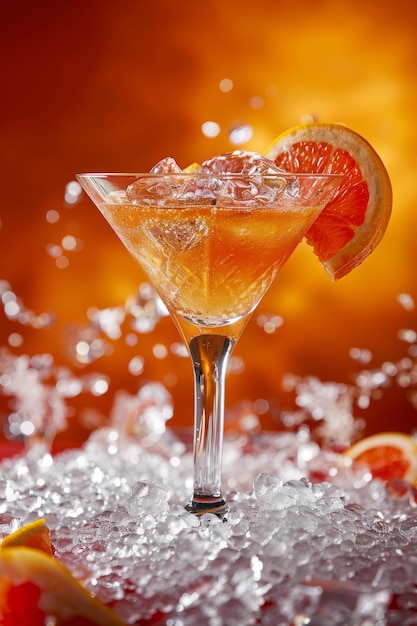 Frischer Cocktail mit Orangenfleck am Rand