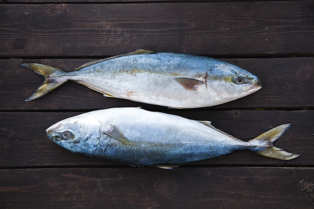 Frischer Fisch auf Holz