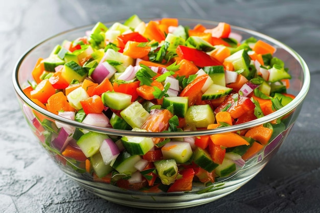 Foto frischer gemüsesalat in einer schüssel