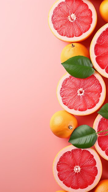 Frischer Grapefruitblattrahmen kopieren Raum generative ai