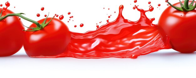 Frischer Ketchup-Splash mit roter Tomate in menschlichen Händen Kochen Konzept Banner Generative Ai