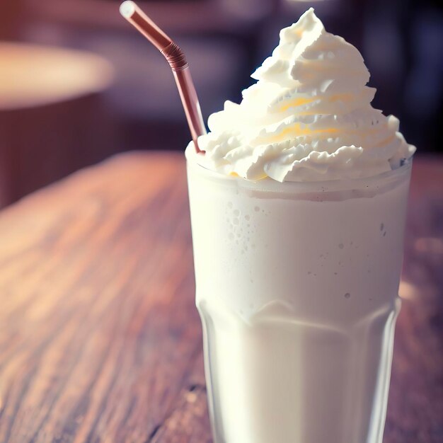 Frischer Milchshake auf Holztisch